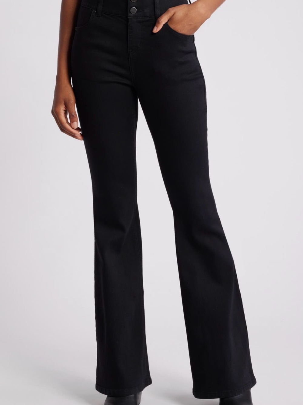 1822 Denim Black High-Rise Flare Jeans